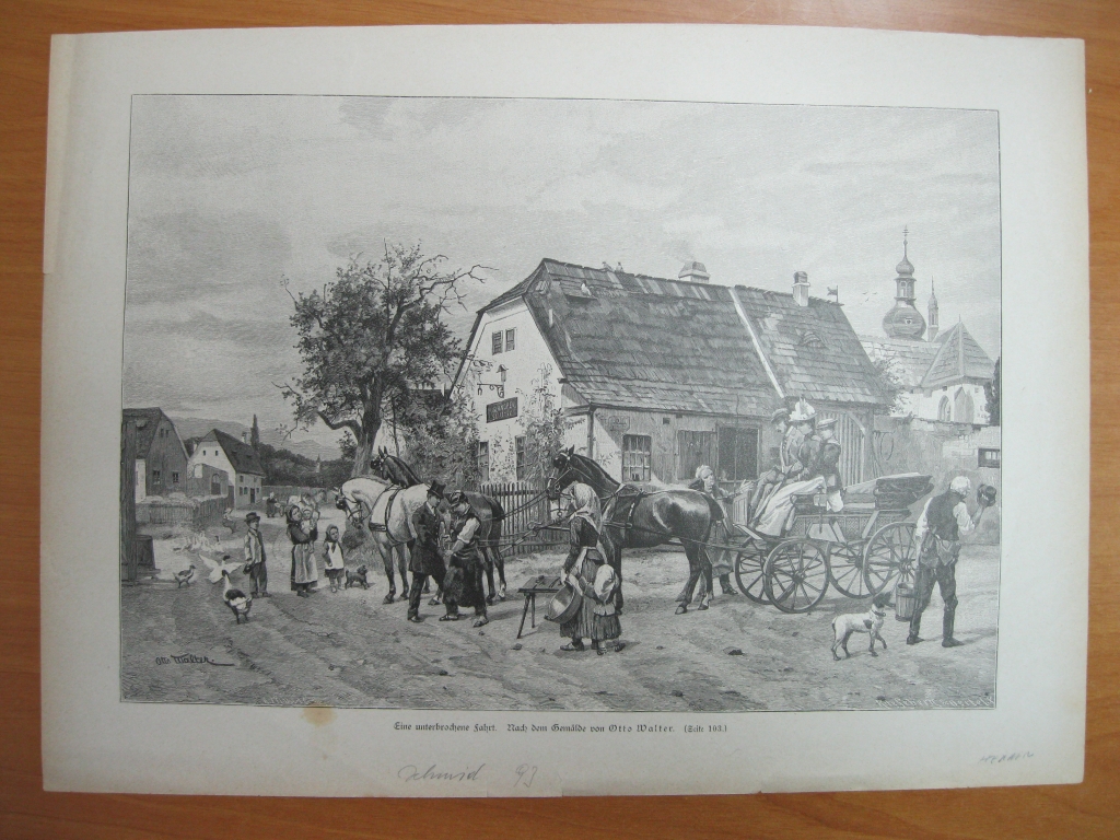 Escena campestre con carruaje y herrero, 1893